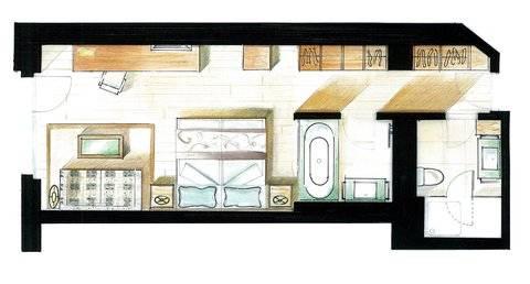 Le Petit Cervin Otel Zermatt Dış mekan fotoğraf A floor plan of a typical hotel room